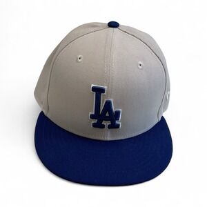 MLB New Era LA Dodgers Seven Times World Series Champions Hat Gray/Blue 7 3/8